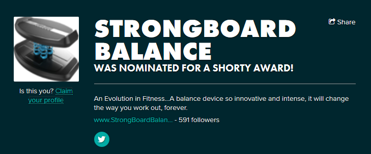 StrongBoard Balance Board ShortyAward