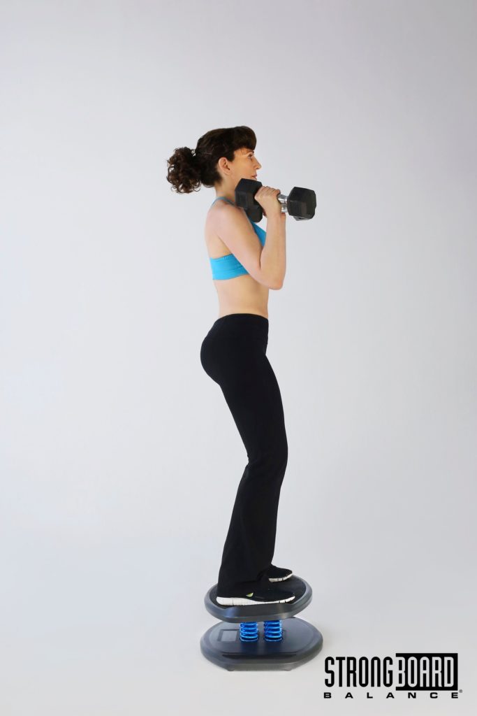 StrongBoard Balance Board Squat to Press Workout