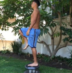 StrongBoard Balance Board Step Ups with Front Heel Dip Leg Workout