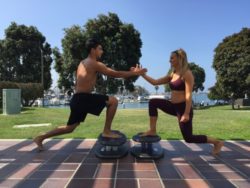 StrongBoard Balance Board Alternating Lunge with Clap Partner Workout