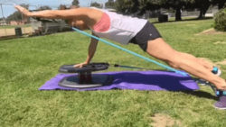 StrongBoard Balance Board Push Up with Anterior Band Raise to Shape Upper and Core Extremities