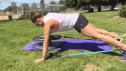 StrongBoard Balance Board Push Up with Anterior Band Raise to Shape Upper and Core Extremities
