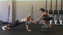 Best Partner Workout For Building Muscle Surfer Lunge with Partner Plank Clap on StrongBoard Balance Board