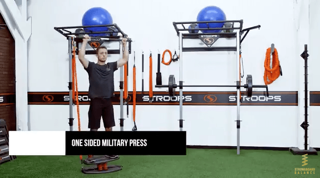 One Sided Military Press Using StrongStrap By Stroops For StrongBoard