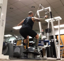 Quickly Tone Upper Back, Legs and Core with Static Squat Lat Pulls on StrongBoard Balance Board