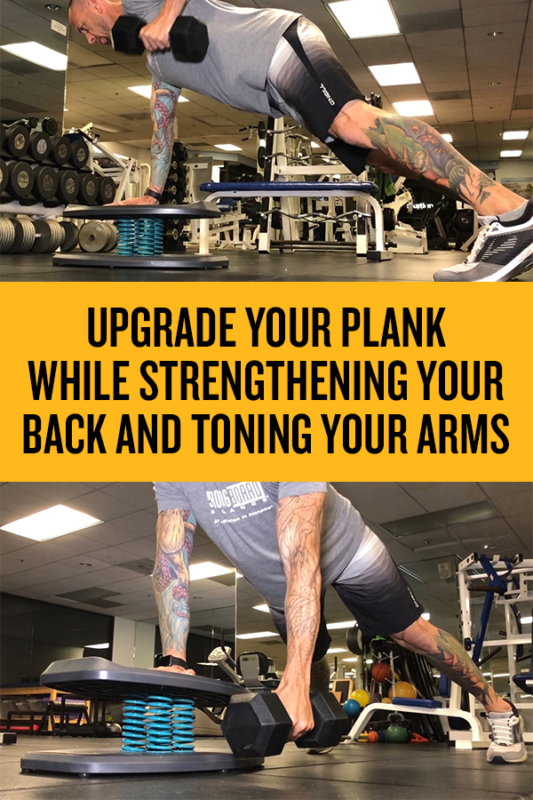 Dumbbell Plank Rows with StrongBaord Balance Board