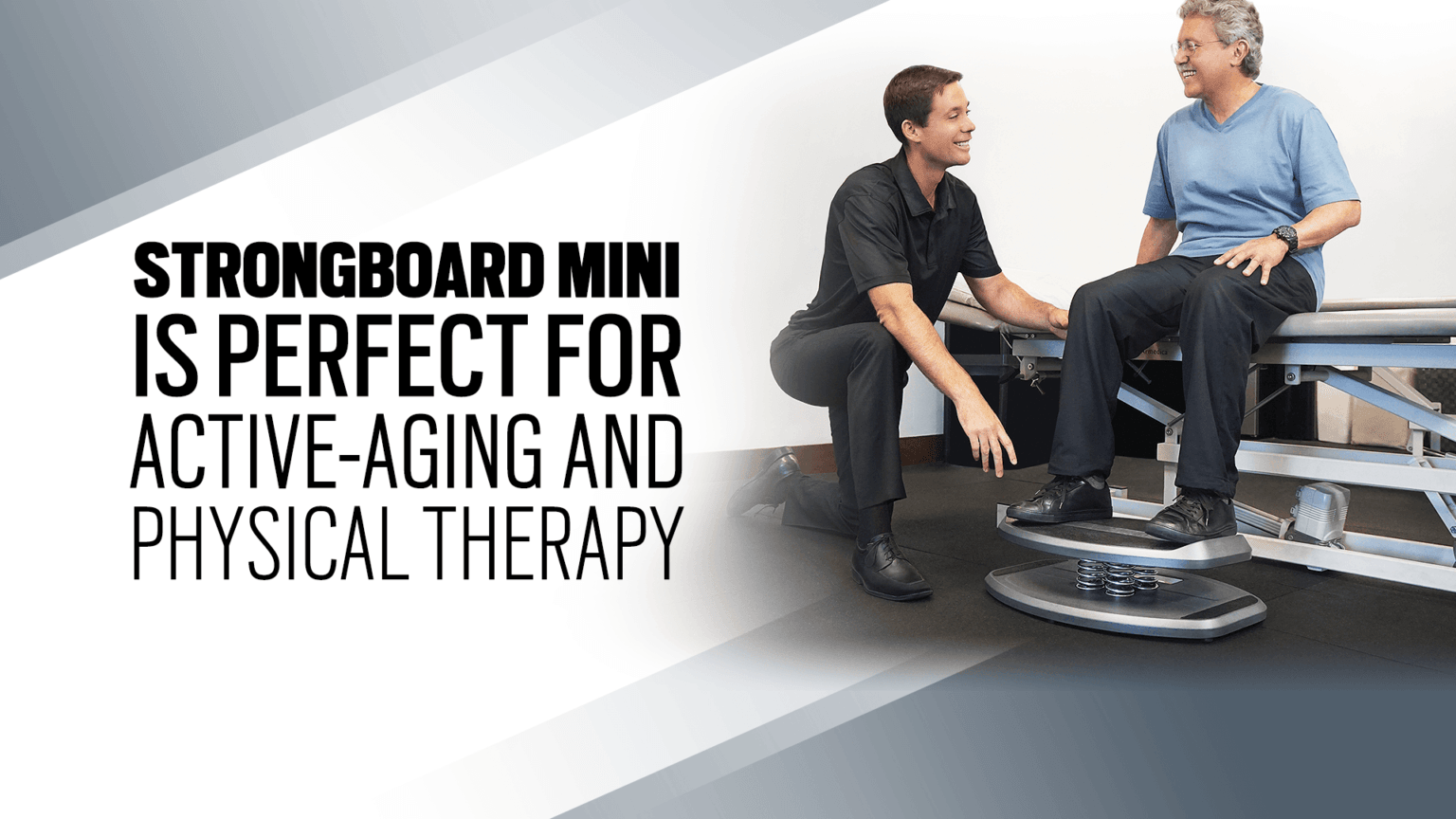 Physical therapist works with client and StrongBoard MINI